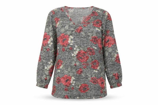 Absolutely Famous Womens Multicoloured Floral Polyester Basic T-Shirt Size 8 Round Neck