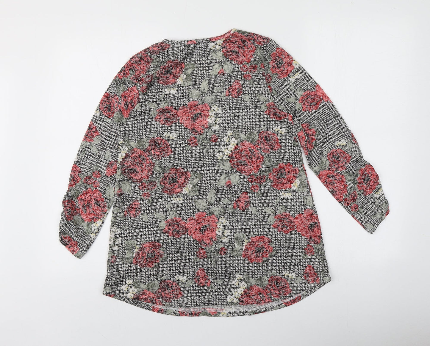 Absolutely Famous Womens Multicoloured Floral Polyester Basic T-Shirt Size 8 Round Neck