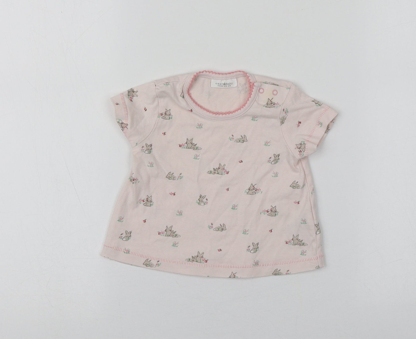 NEXT  Pink  100% Cotton Basic T-Shirt Size 0-3 Months Round Neck