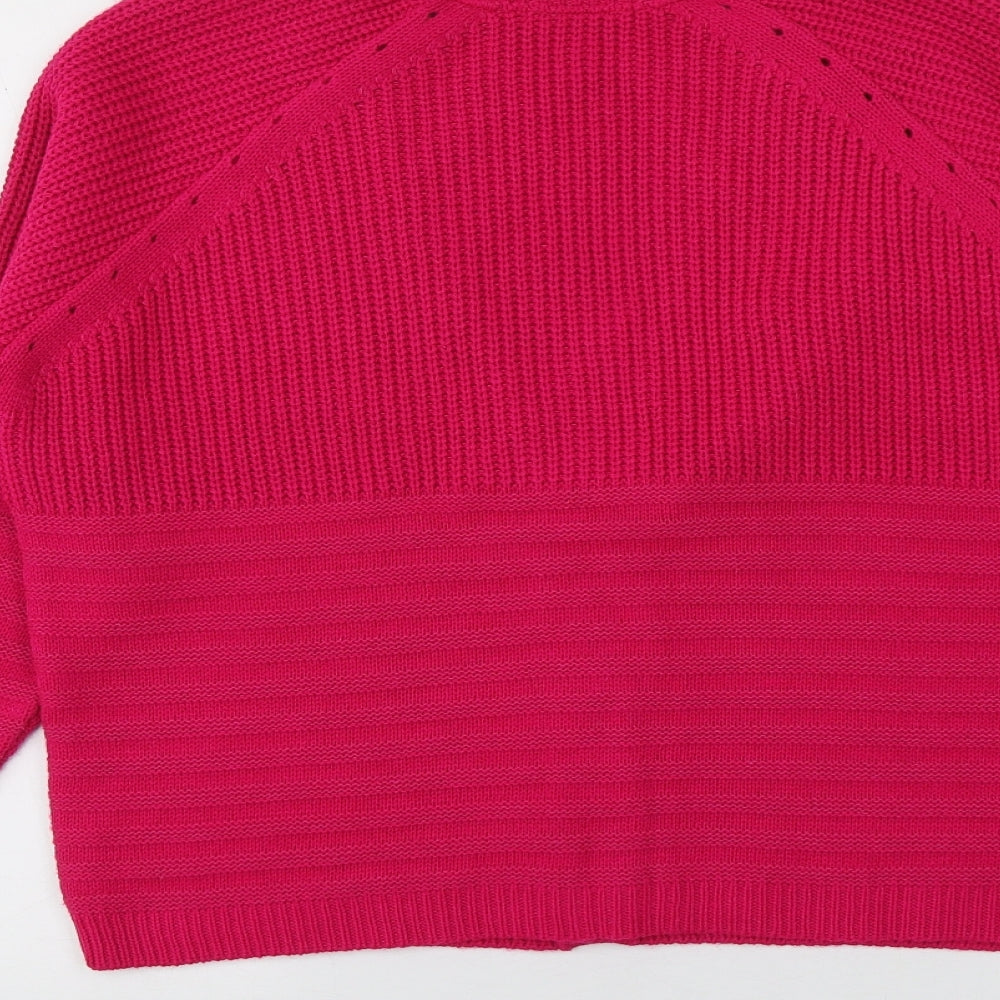 TU Womens Pink V-Neck  Acrylic Cardigan Jumper Size 12