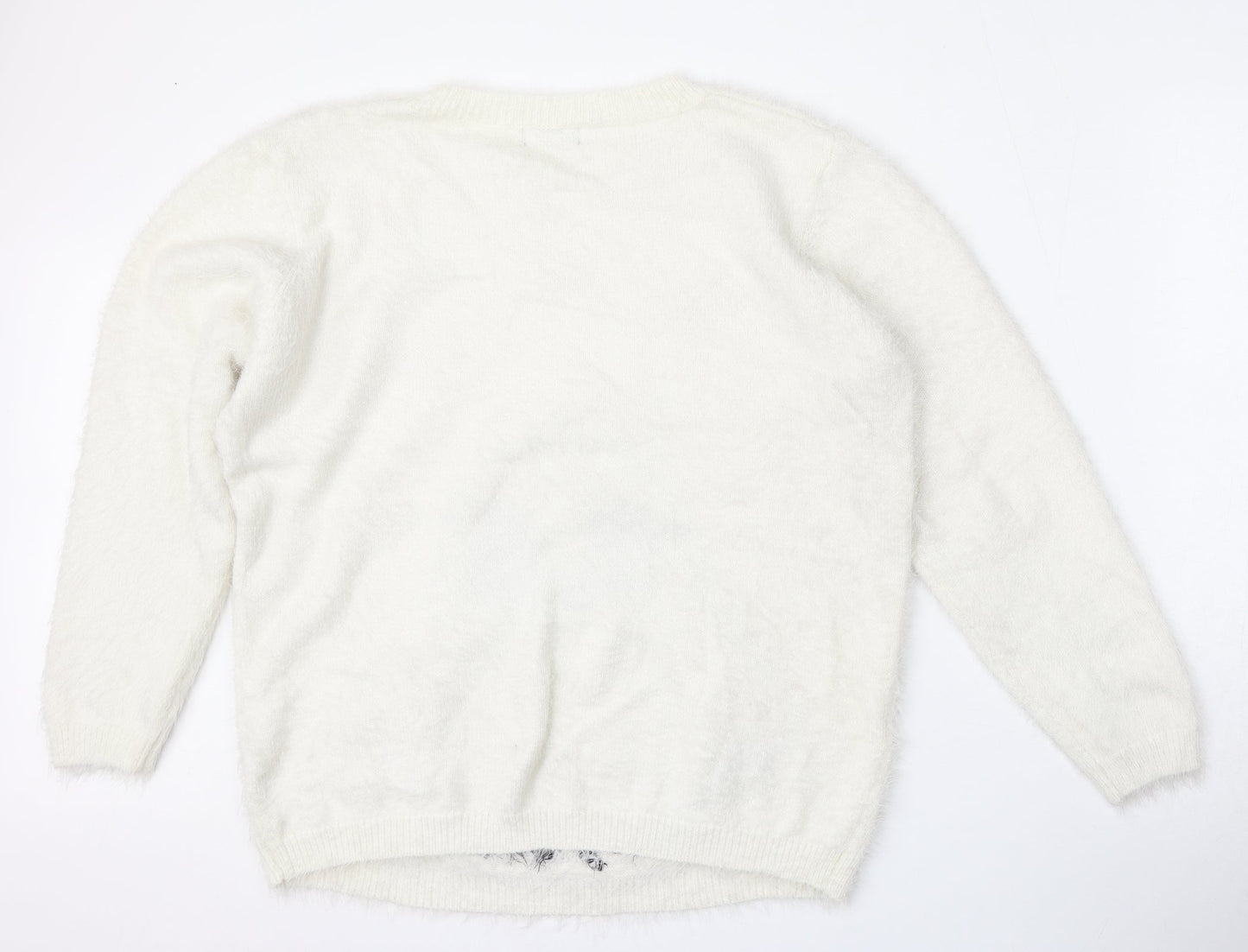 Klass Womens White Round Neck  Polyamide Pullover Jumper Size XL