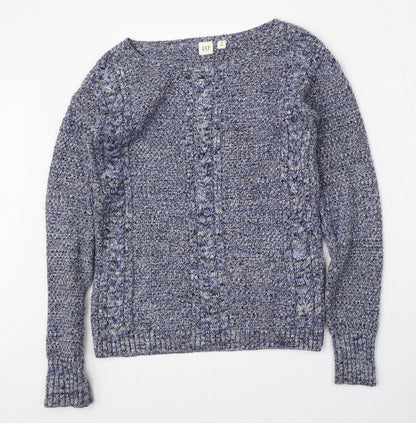 Preloved Gap Mens Blue Round Neck  Cotton Pullover Jumper Size XS - Front