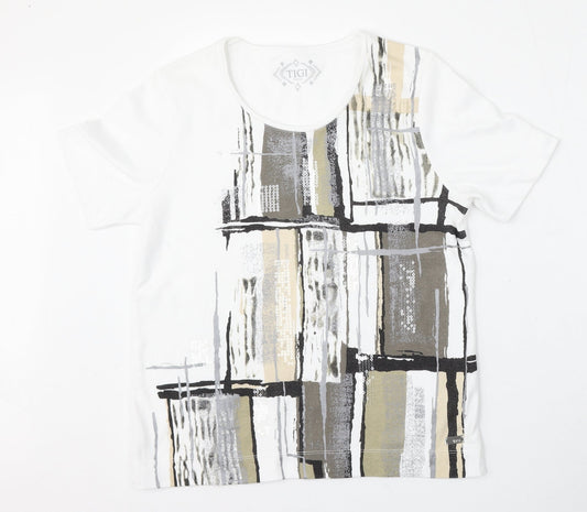 Tigi Womens White  Polyester Basic T-Shirt Size 10 Round Neck