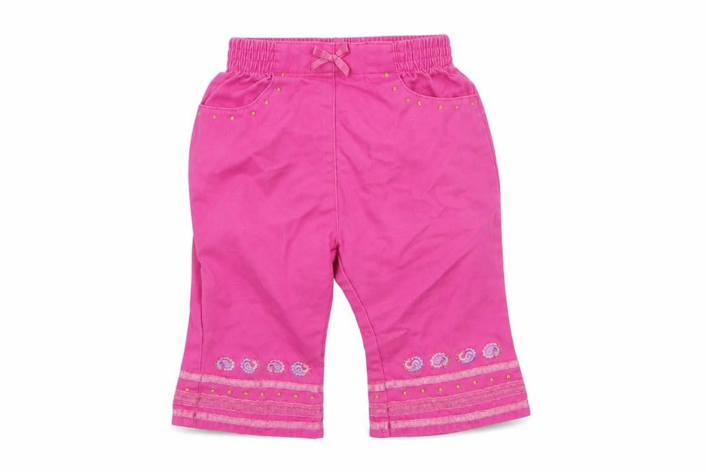 Adams Girls Pink Geometric Cotton Cropped Trousers Size 3-6 Months