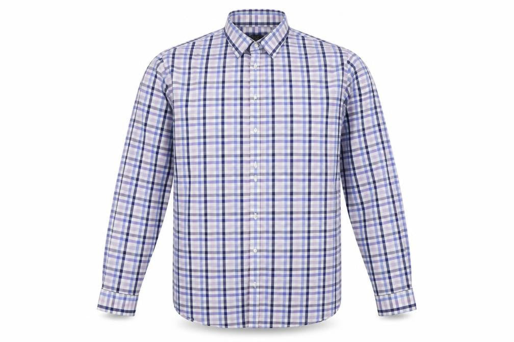 William & Brown Mens Blue Plaid Cotton  Button-Up Size XL Collared Buckle