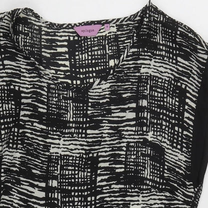 Epiloque Womens Black Geometric Polyester Tunic Blouse Size 14 Round Neck
