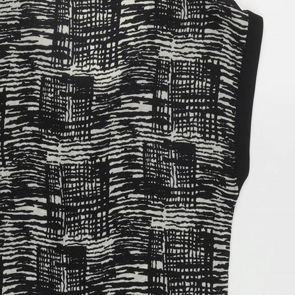 Epiloque Womens Black Geometric Polyester Tunic Blouse Size 14 Round Neck