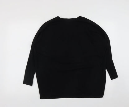 Gallery Womens Black Round Neck  Viscose Pullover Jumper Size M