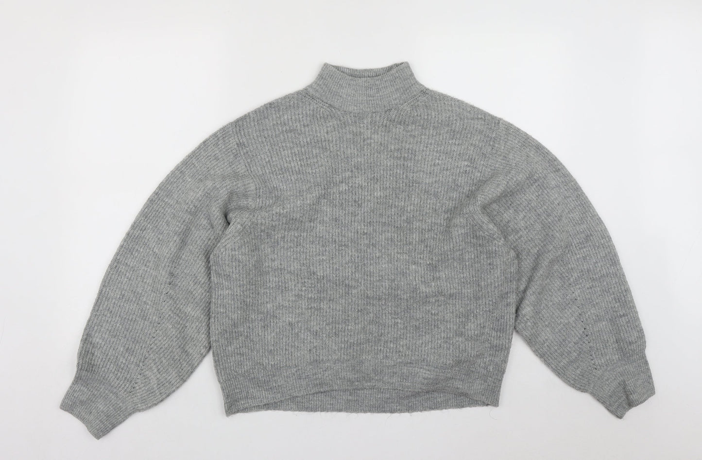 New Look Womens Grey High Neck  Acrylic Pullover Jumper Size M