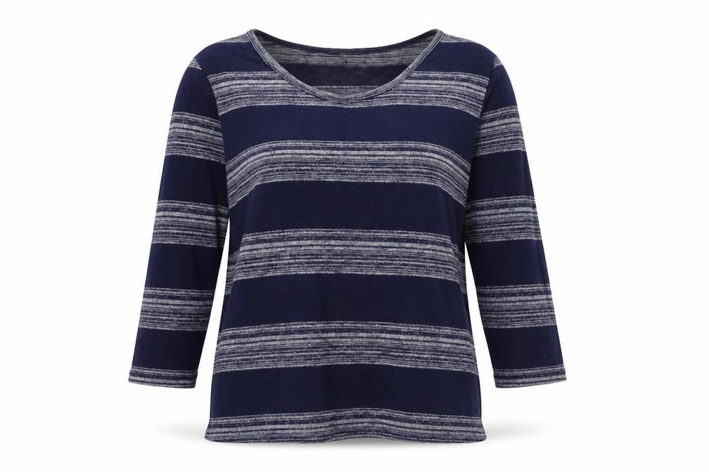 Klass Womens Blue Scoop Neck Striped Viscose Pullover Jumper Size M