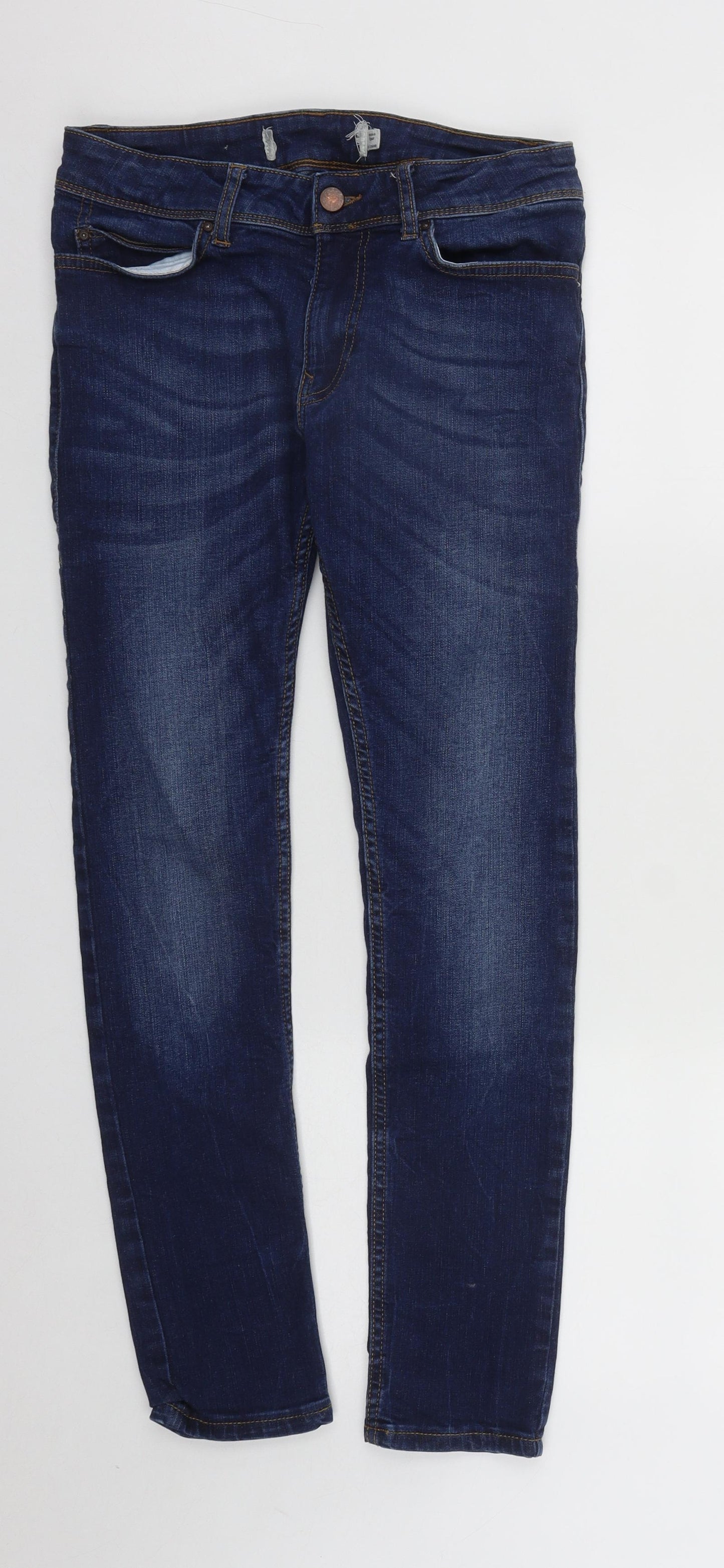 Preworn Mens Blue  Cotton Skinny Jeans Size 28 in L27 in Regular Zip
