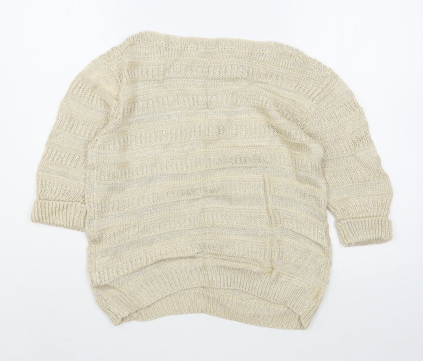 M&Co Womens Beige Boat Neck  Acrylic Pullover Jumper Size M