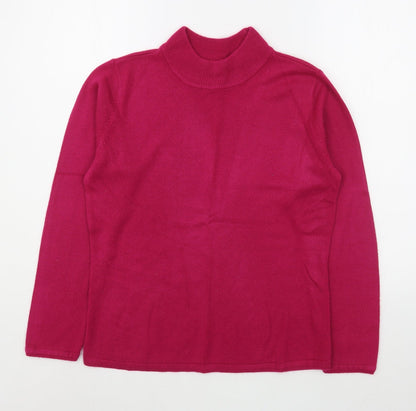 Bonmarché Womens Pink Round Neck Acrylic Pullover Jumper Size S