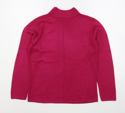 Bonmarché Womens Pink Round Neck Acrylic Pullover Jumper Size S
