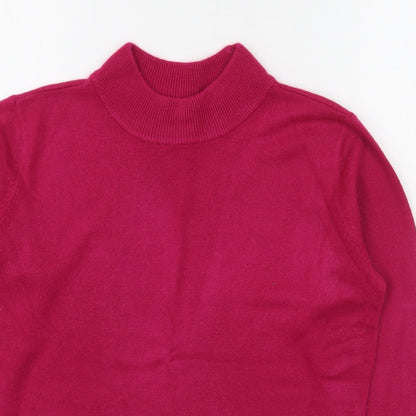 Bonmarché Womens Pink Round Neck Acrylic Pullover Jumper Size S