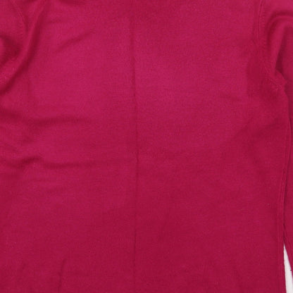 Bonmarché Womens Pink Round Neck Acrylic Pullover Jumper Size S