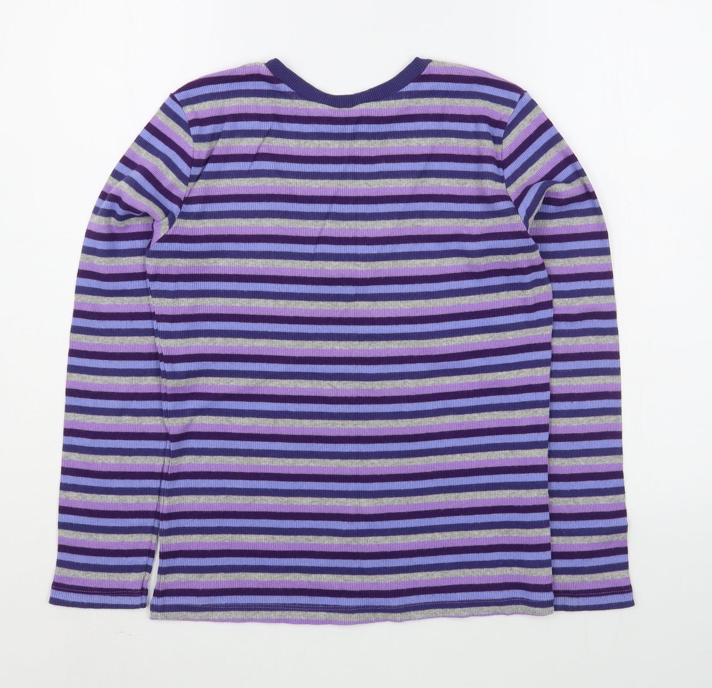 Spirit Womens Purple Square Neck Striped Cotton Pullover Jumper Size M
