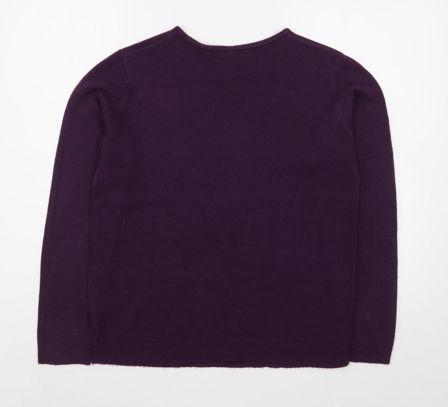 Intuition Womens Purple Round Neck  Acrylic Pullover Jumper Size 12