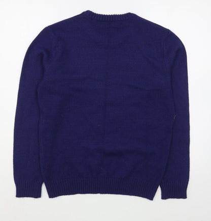 Preworn Mens Blue Round Neck  Acrylic Pullover Jumper Size S