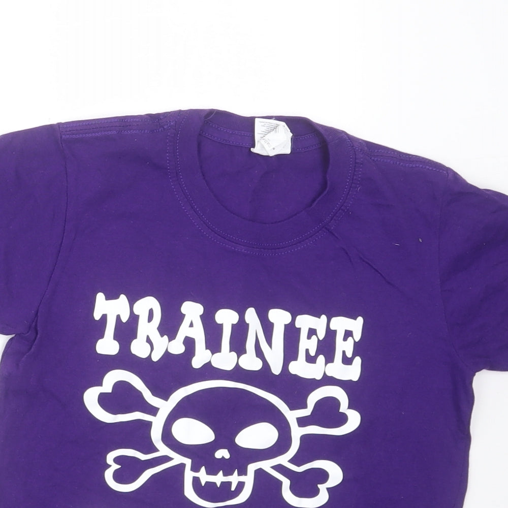 Gildan Boys Purple  Cotton Basic T-Shirt Size 5-6 Years Crew Neck Pullover