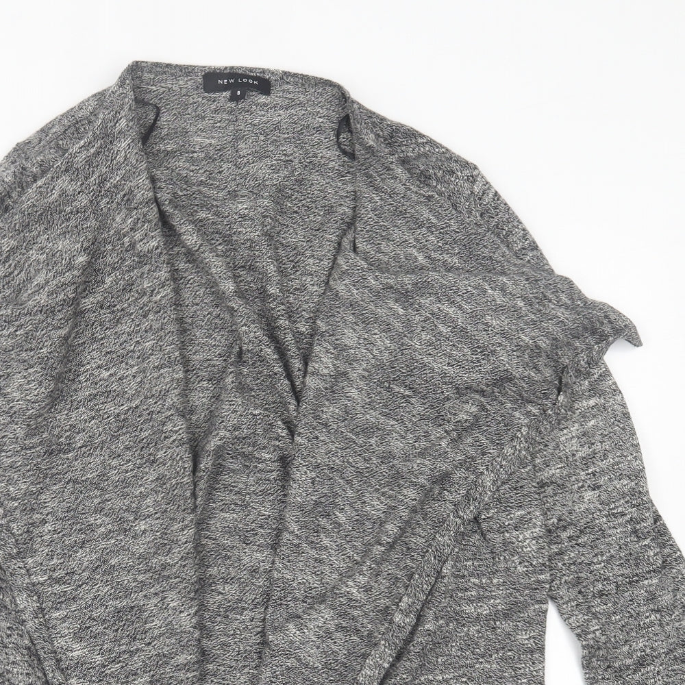 New Look Womens Grey V-Neck  Cotton Cardigan Jumper Size 8