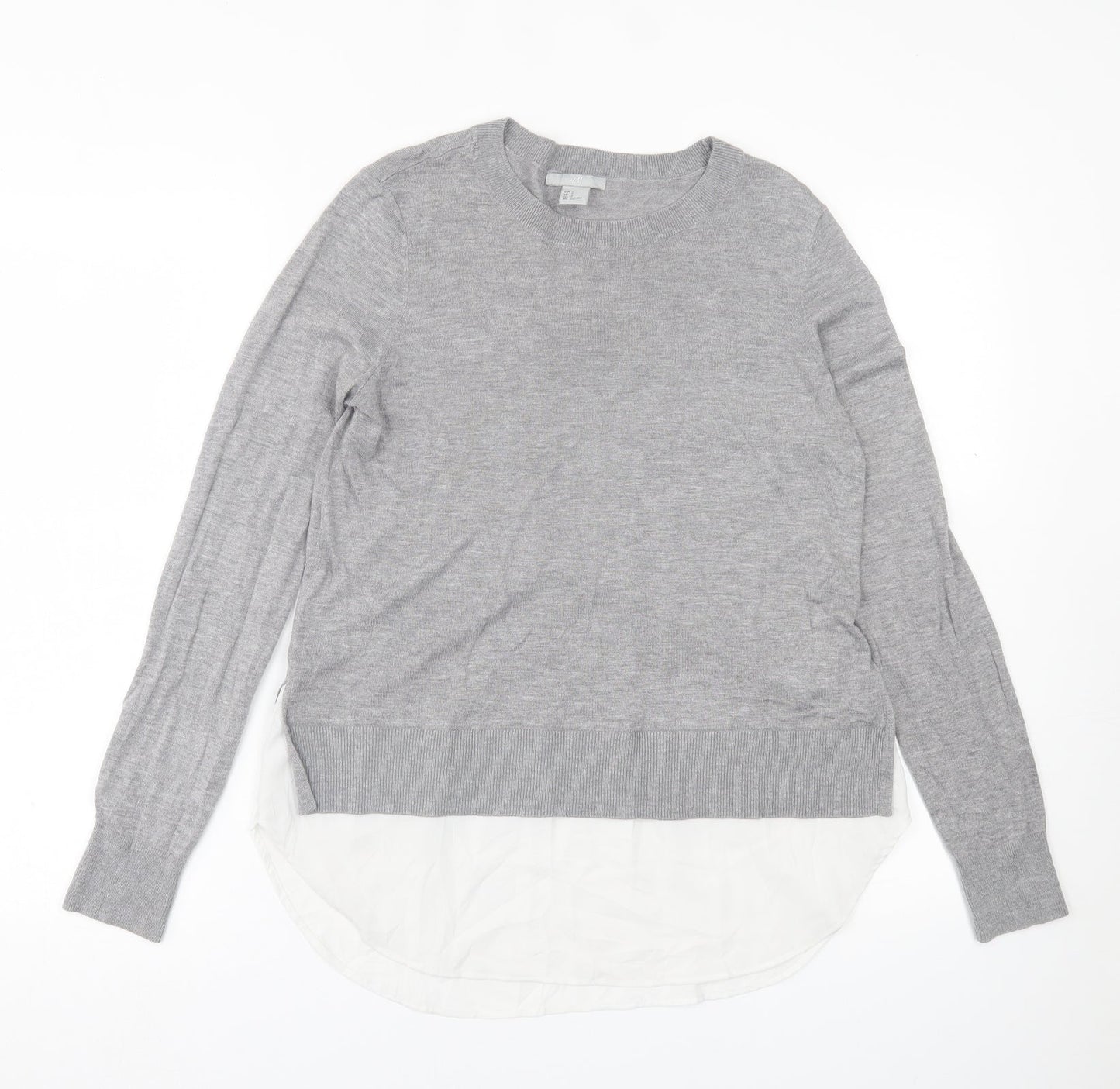 H&M Womens Grey Crew Neck  Acrylic Pullover Jumper Size S