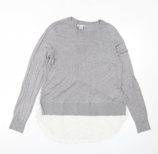 H&M Womens Grey Crew Neck  Acrylic Pullover Jumper Size S