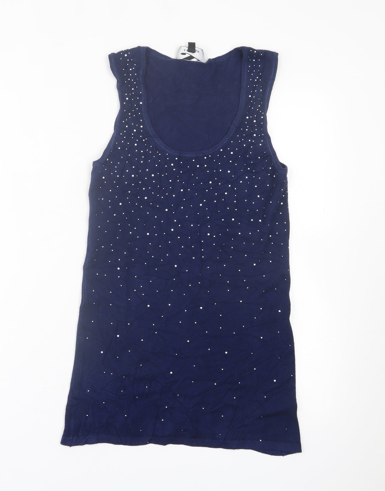 London Womens Blue  Viscose Basic Tank Size S Scoop Neck