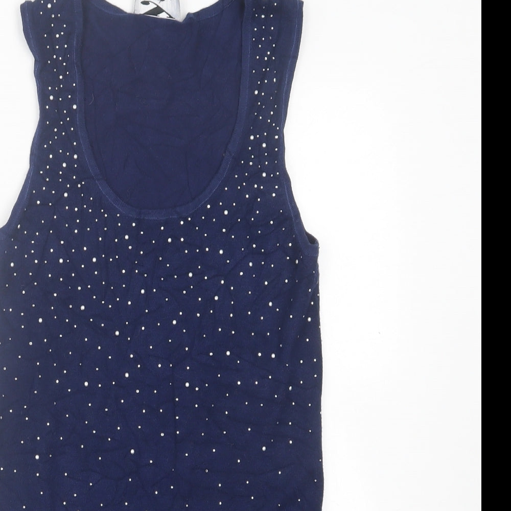 London Womens Blue  Viscose Basic Tank Size S Scoop Neck