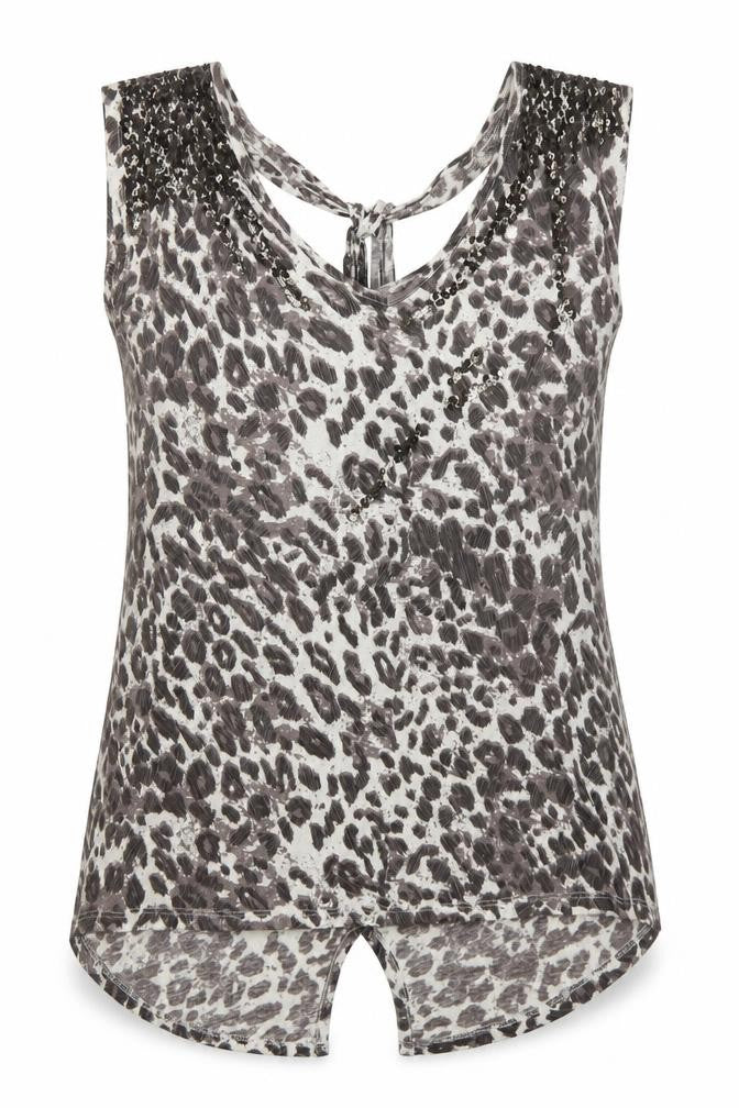 NEXT Womens Brown Animal Print Viscose Basic Tank Size M V-Neck