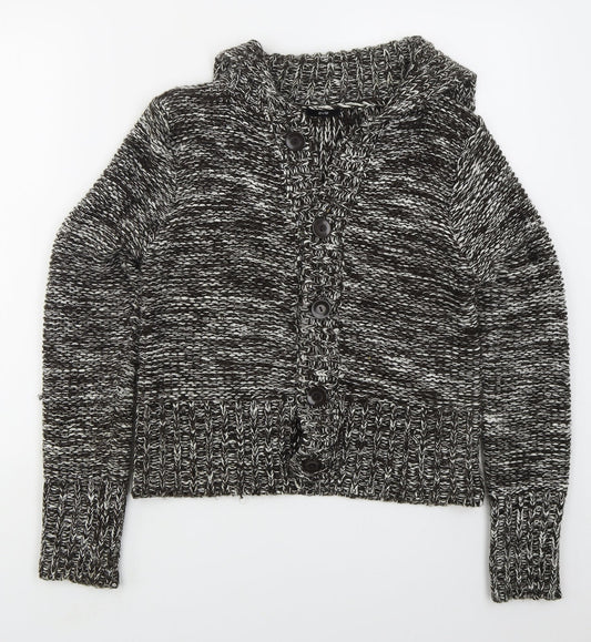 Evie Womens Brown Collared  Acrylic Cardigan Jumper Size 14