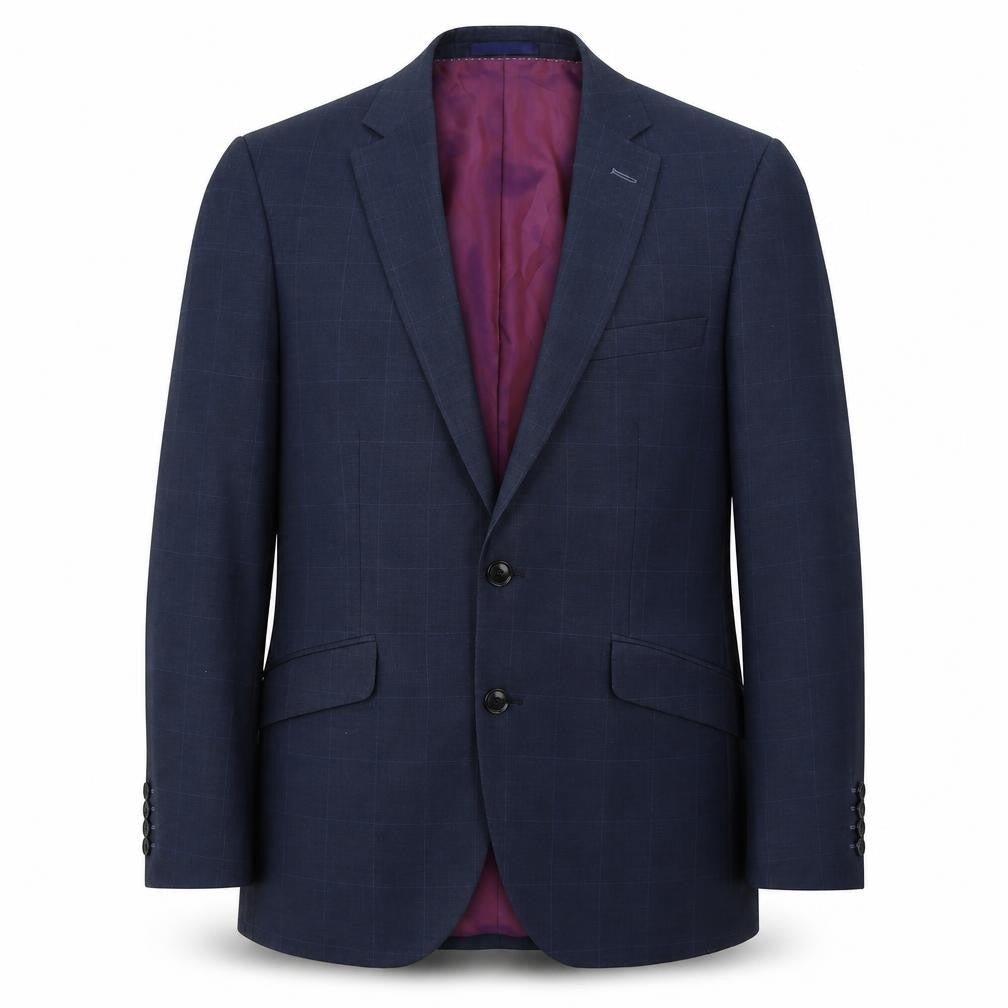 Daniel Grahame Mens Blue Check Polyester Jacket Suit Jacket Size 40