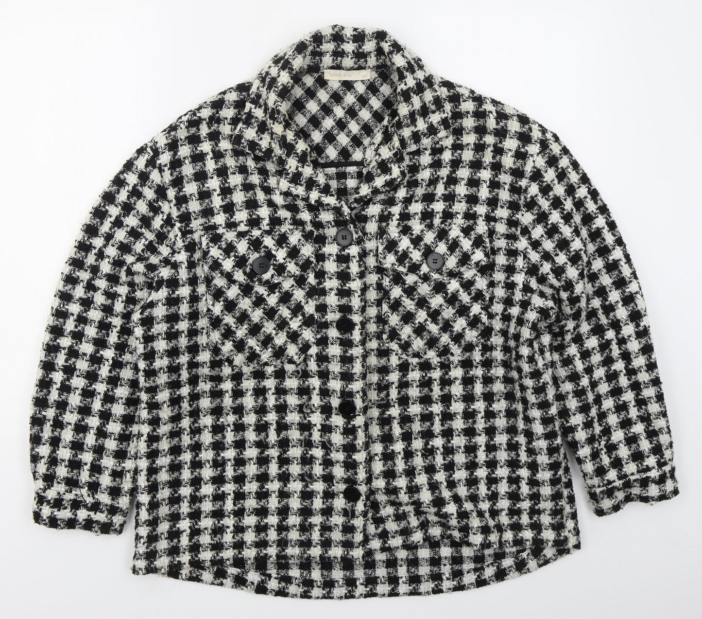 Lovie & Co Womens Black Houndstooth  Jacket  Size M  Button