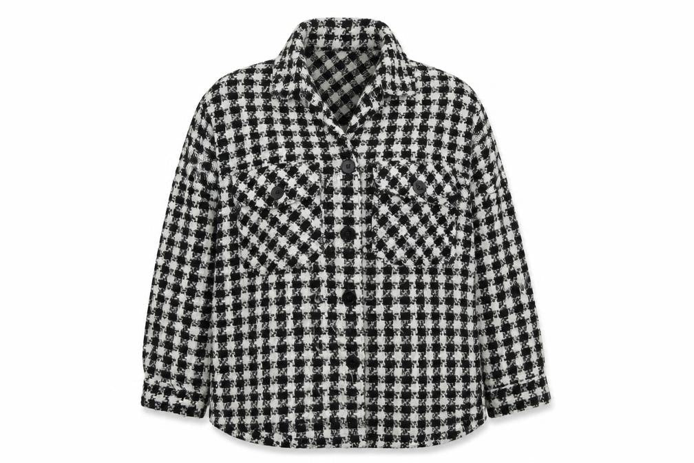 Lovie & Co Womens Black Houndstooth  Jacket  Size M  Button