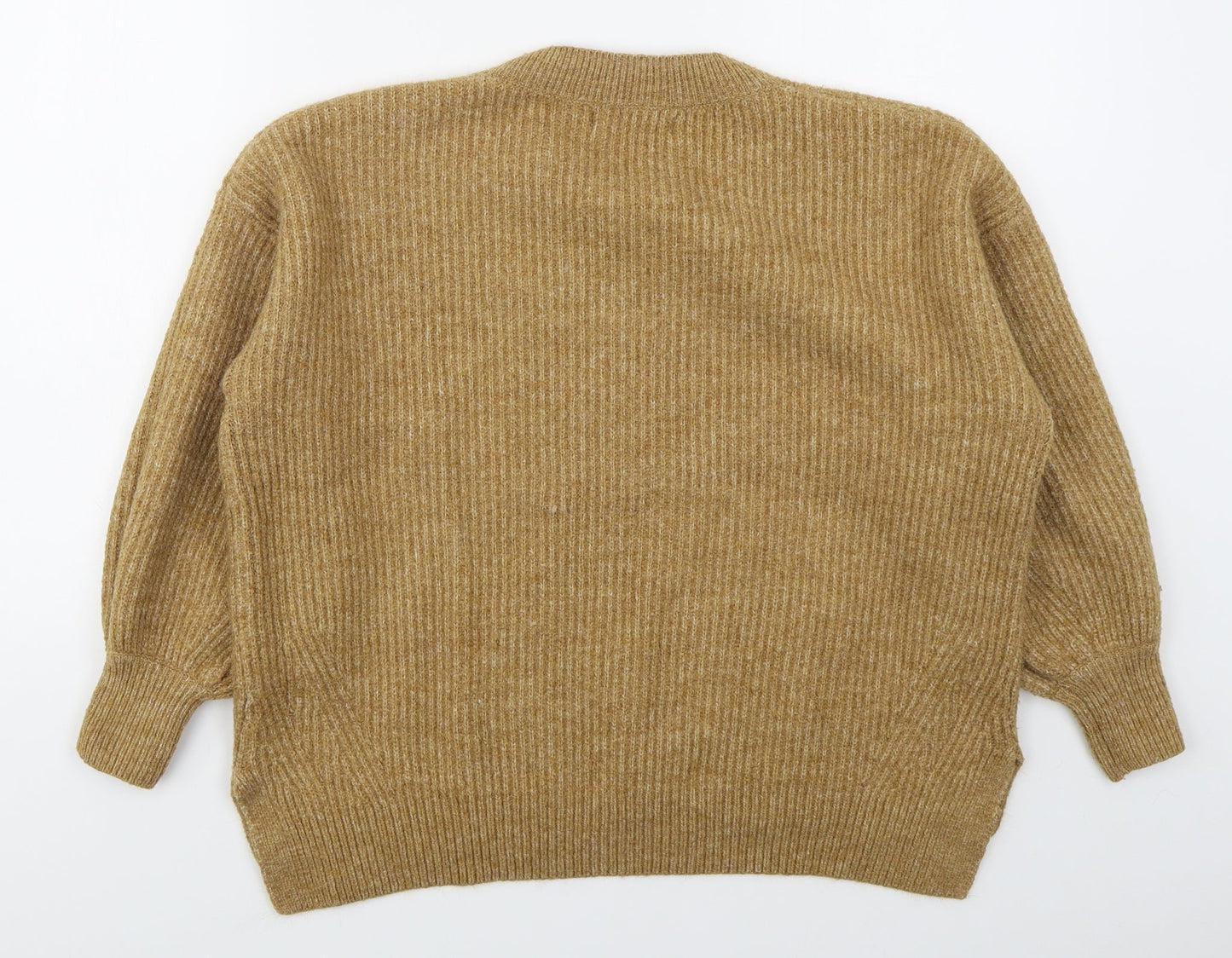 Primark Womens Beige V-Neck  Acrylic Pullover Jumper Size 6