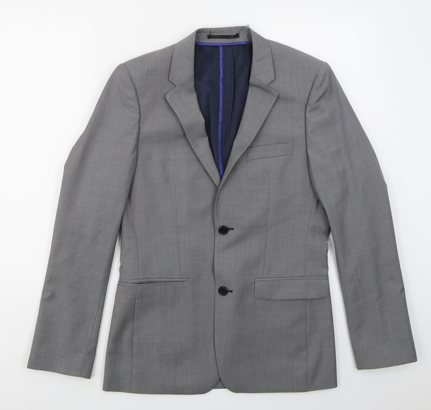 Topman Mens Grey  Polyester Jacket Suit Jacket Size 36