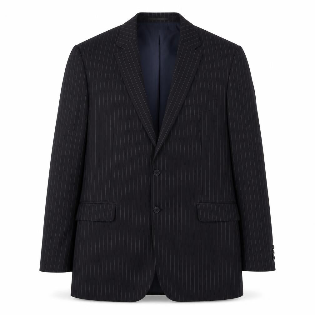 Karl Jackson Mens Blue Striped Polyester Jacket Suit Jacket Size 44