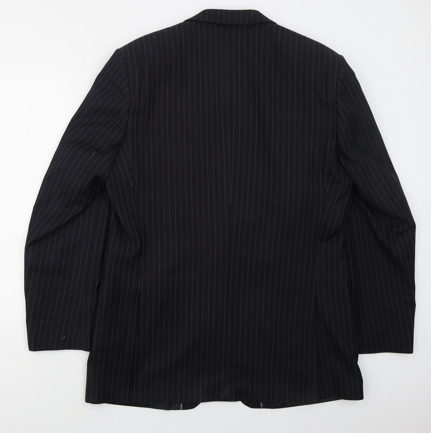 Karl Jackson Mens Blue Striped Polyester Jacket Suit Jacket Size 44