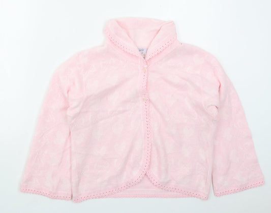 Lux Lux Womens Pink V-Neck  Acrylic Cardigan Jumper Size M   - Hearts