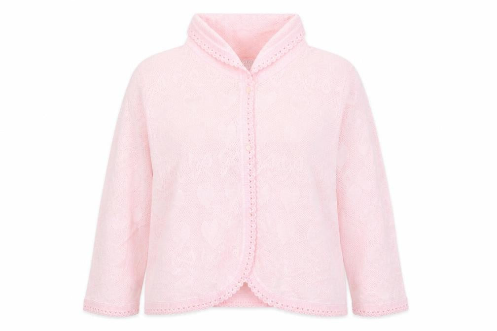 Lux Lux Womens Pink V-Neck  Acrylic Cardigan Jumper Size M   - Hearts