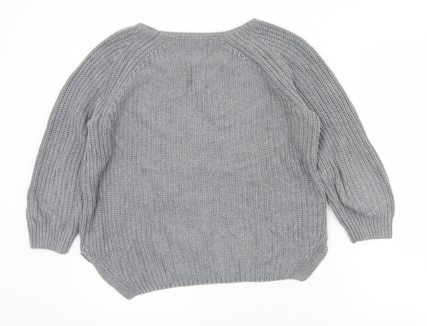 French Connection Womens Grey Round Neck  Cotton Pullover Jumper Size XS