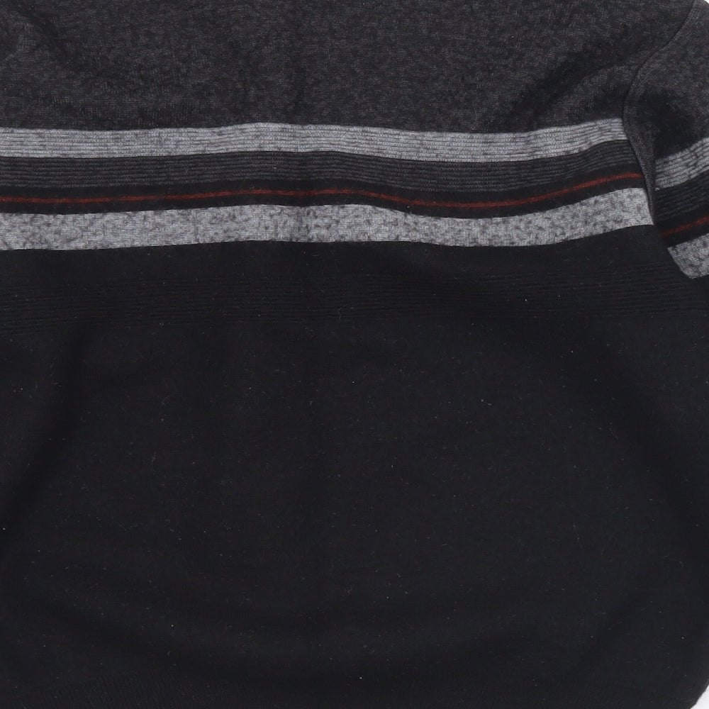 Westbury Mens Black Crew Neck Striped Acrylic Pullover Jumper Size S