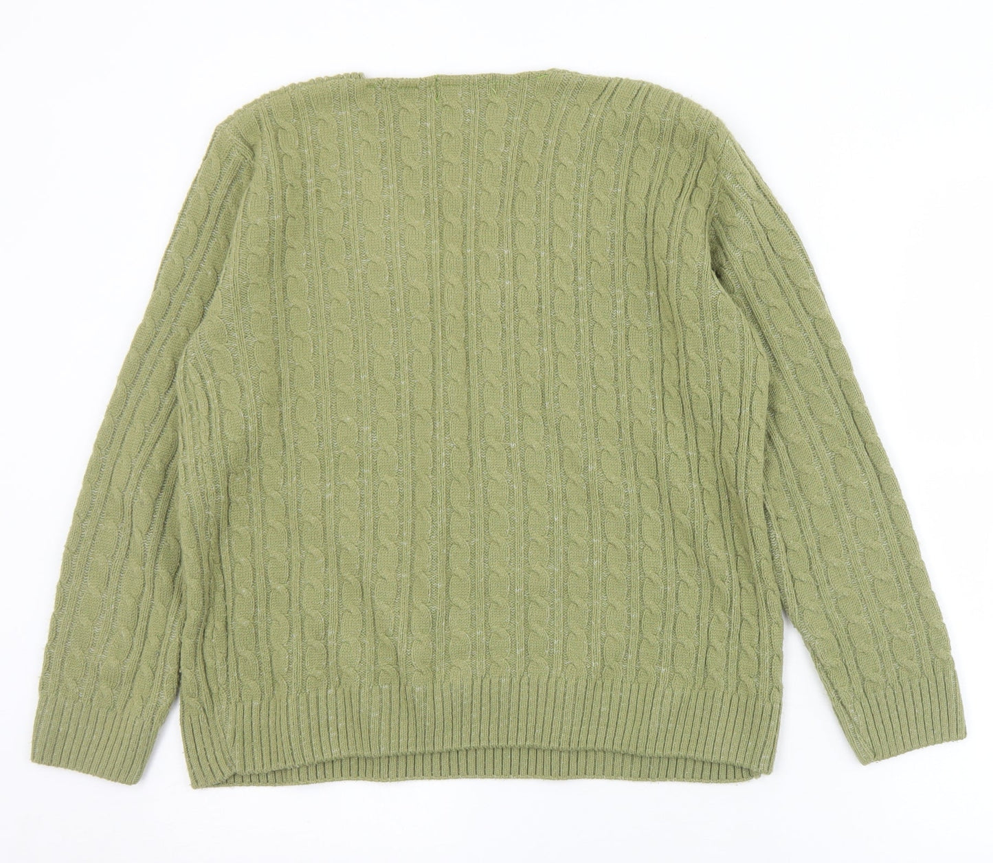 CHIC Womens Green V-Neck  Acrylic Pullover Jumper Size L   - L/XL