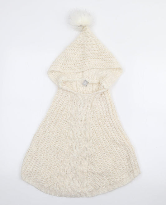 TU Girls White   Jacket Poncho One Size