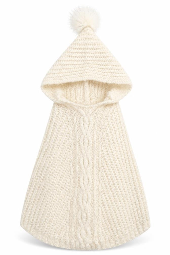 TU Girls White   Jacket Poncho One Size