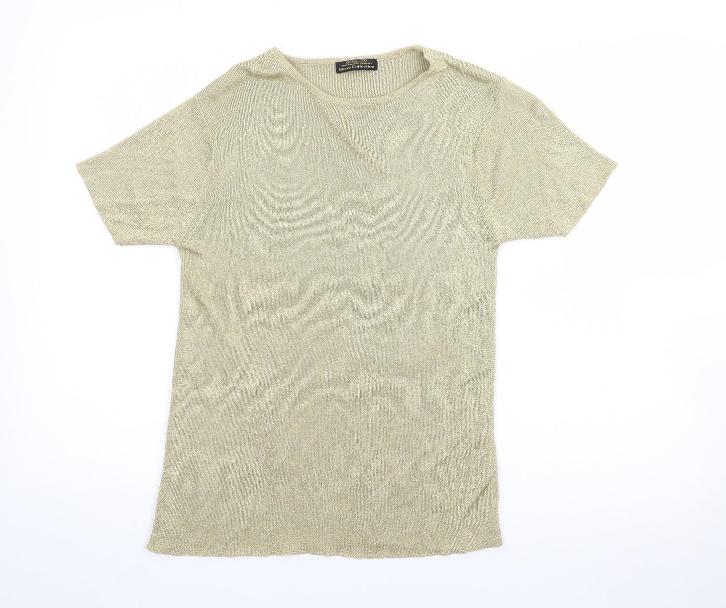 St Bernard Womens Gold  Viscose Basic T-Shirt Size 14 Round Neck