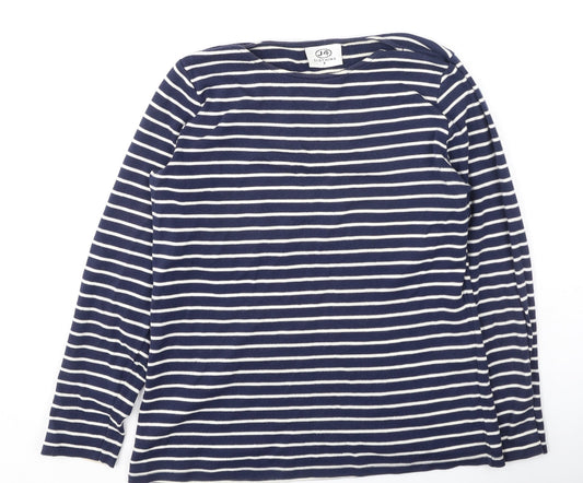J4 Clothing Womens Black Striped Cotton Basic T-Shirt Size S Round Neck