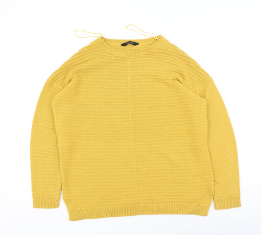 Peacocks Womens Yellow Round Neck  Acrylic Pullover Jumper Size M