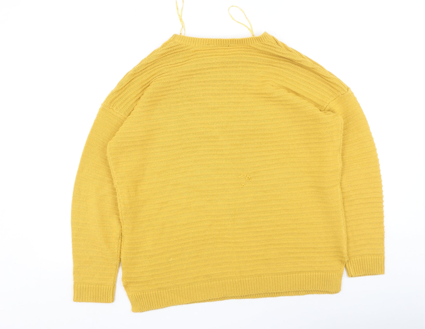 Peacocks Womens Yellow Round Neck  Acrylic Pullover Jumper Size M