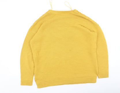 Preloved Peacocks Womens Yellow Round Neck  Acrylic Pullover Jumper Size M - Back